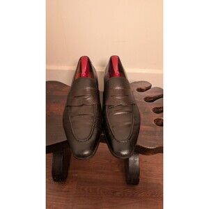 Santoni Brown Leather Penny Loafers-Mens 8.5 Made In Italy